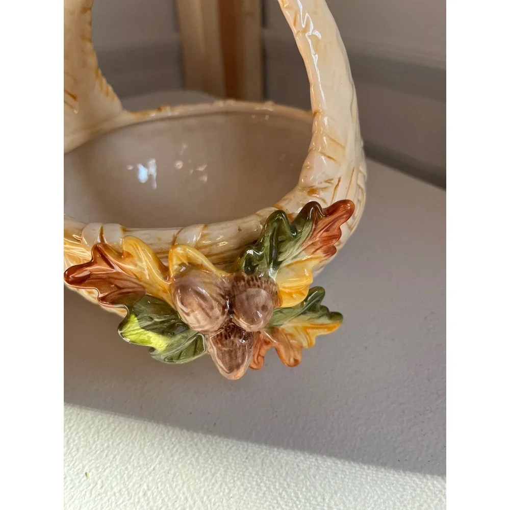 Ceramic Harvest Basket Acorn Leaf Decoration Candy Dish‎ Fall Decor